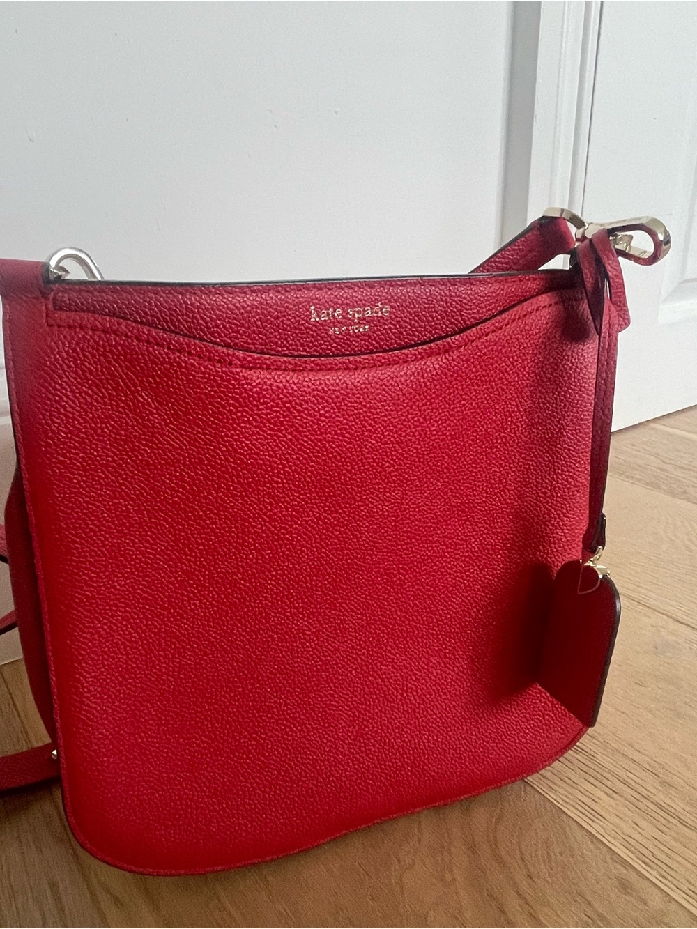 Kate Spade Red Pebbled Leather Crossbody with Gold Hardware